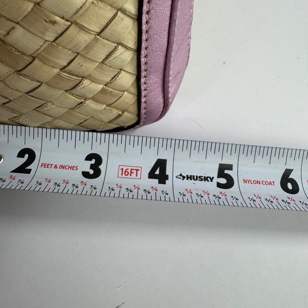VTG Coach Straw Tote Women Pink Metallic Leather Suede Woven Basket Bag Y2K 4419 - Picture 9 of 15